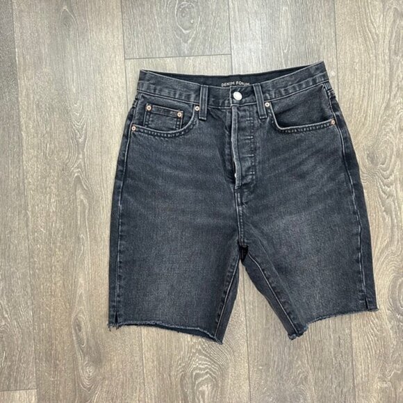 Aritzia Denim Forum Yoko Bermuda Jorts Jean Shorts Denim Long Black Cutoffs 25 - Picture 2 of 9